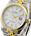 Datejust 36mm in Steel with Yellow Gold Fluted Bezel Ref 126233 on Jubilee Bracelet with White Index Dial