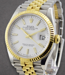 Datejust 36mm in Steel with Yellow Gold Fluted Bezel Ref 126233 on Jubilee Bracelet with White Index Dial