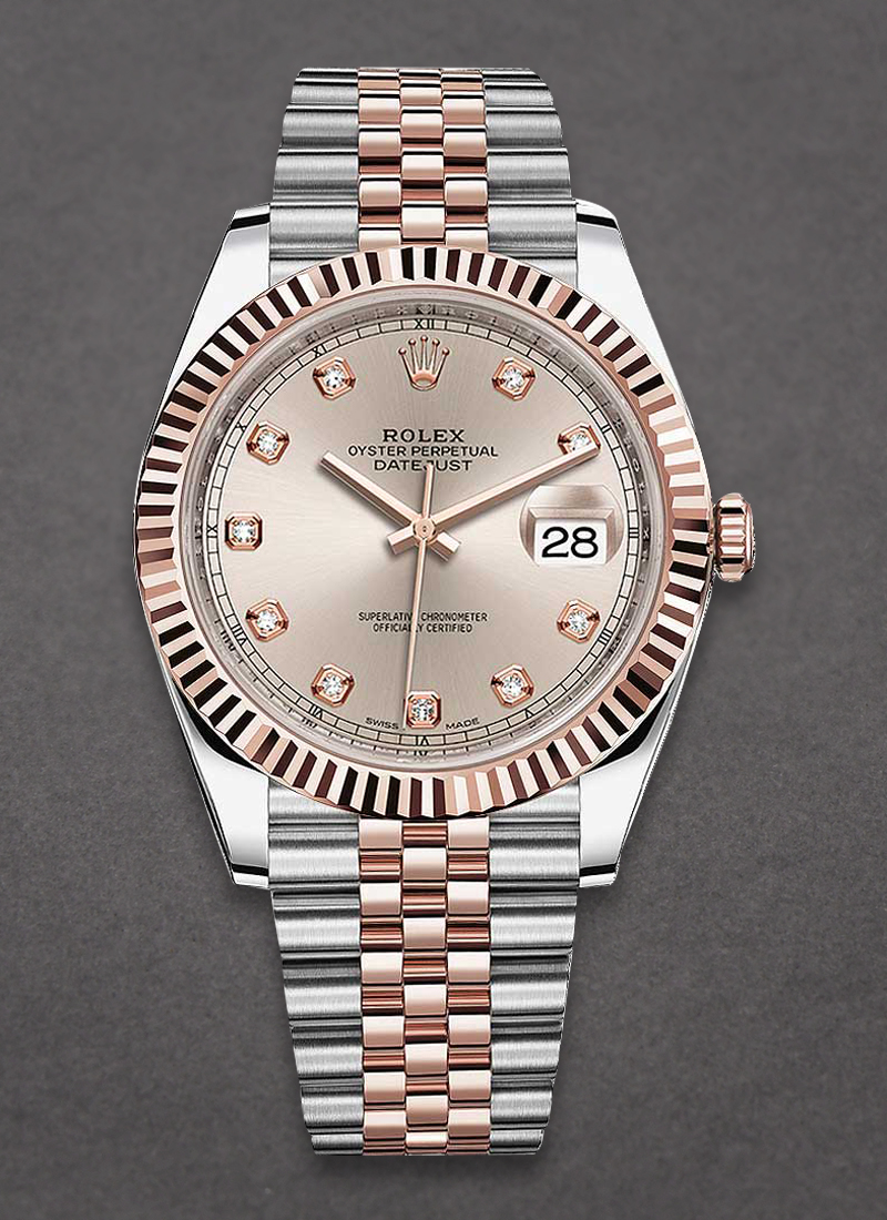 Pre-Owned Rolex Datejust || 41mm in Steel with Rose Gold Fluted Bezel