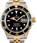 Submariner 2-Tone with Blue Bezel on Jubilee Bracelet with Black Dial
