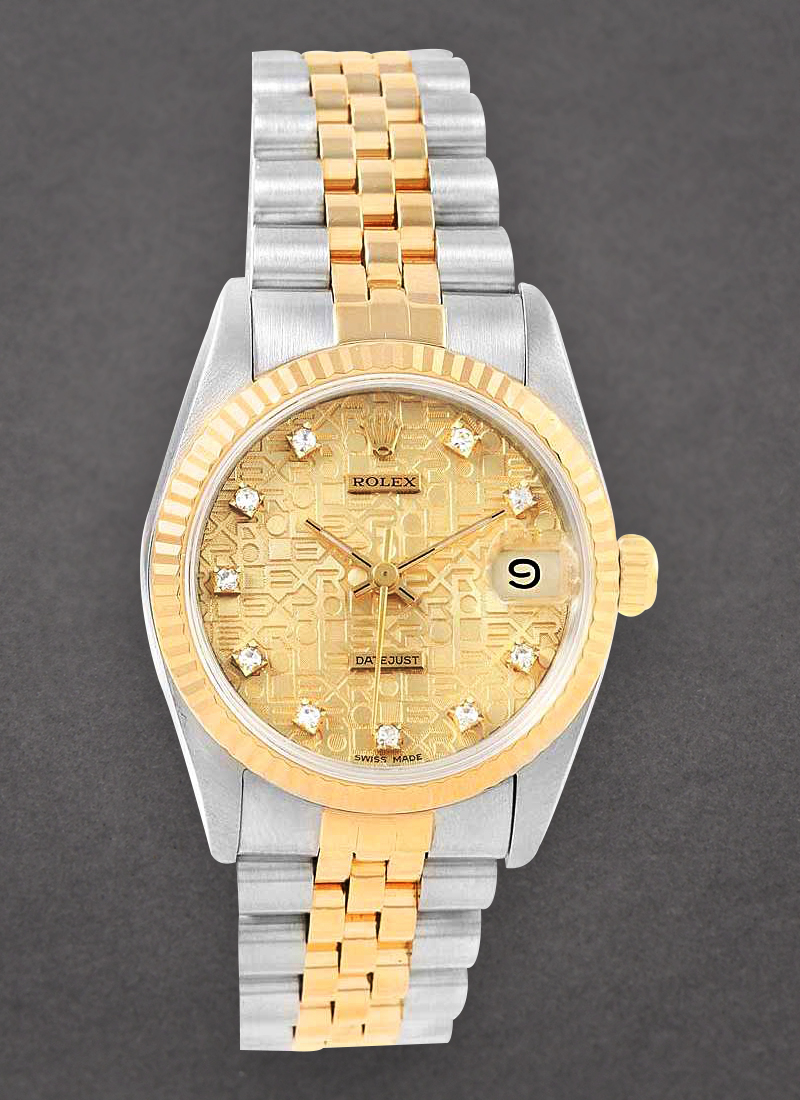 Pre-Owned Rolex Mid Size 31mm Datejust in Steel with Yellow Gold Fluted Bezel