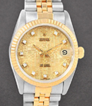 Mid Size 31mm Datejust in Steel with Yellow Gold Fluted Bezel on Jubilee Bracelet with Champagne Jubilee Diamond Dial