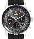 Navitimer 01 Chronograph in Steel  on Black Rubber Leather Strap with Grey Dial