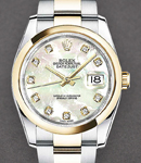 Datejust 36mm in Steel with Yellow Gold Smooth Bezel on Oyster Bracelet with MOP Diamond Dial