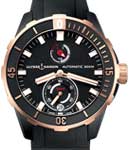 Diver Chronometer in Titanium and Rose Gold Bezel on Black Rubber Strap with Black Dial