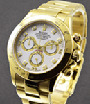 Daytona 40mm in Yellow Gold on Oyster Bracelet with White Diamond Dial - Over Polished Bezel