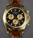 Daytona 40mm in Yellow Gold on Strap with Black Dial Paul Newman Dial