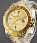 GMT Master 2-Tone with Champagne Serti Dial on Oyster Bracelet - Root Beer Bezel