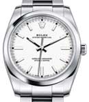 Airking New Style in Steel with Smooth Bezel on Steel Oyster Bracelet with White Index Dial