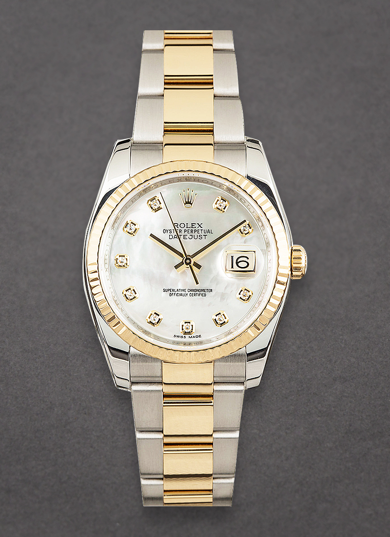 Pre-Owned Rolex Datejust 36mm in Steel with Yellow Gold Fluted Bezel