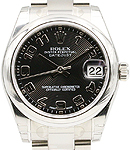 Mid Size 31mm Datejust in Steel with Domed Bezel on Oyster Bracelet with Black Concentric Arabic Dial