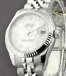 Mid Size 31mm Datejust in Steel with Fluted Bezel on Jubilee Bracelet with White MOP Diamond Dial