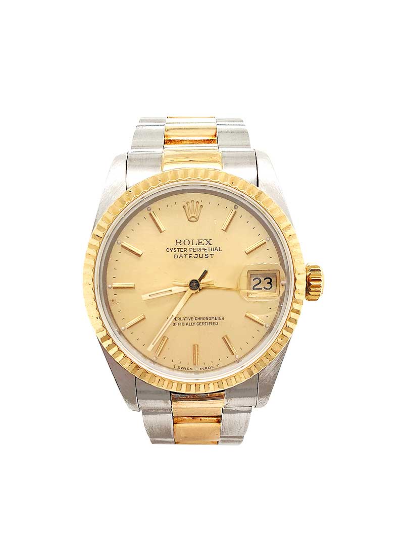 Pre-Owned Rolex Datejust Mid Size 31mm in Steel with Yellow Gold Fluted Bezel