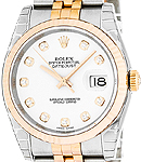 Men's Datejust 36mm in Steel with Rose Gold Fluted Bezel on Jubilee Bracelet with White Diamond Dial
