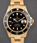 Submariner in Yellow Gold with Black Bezel on Oyster Bracelet with Black Dial