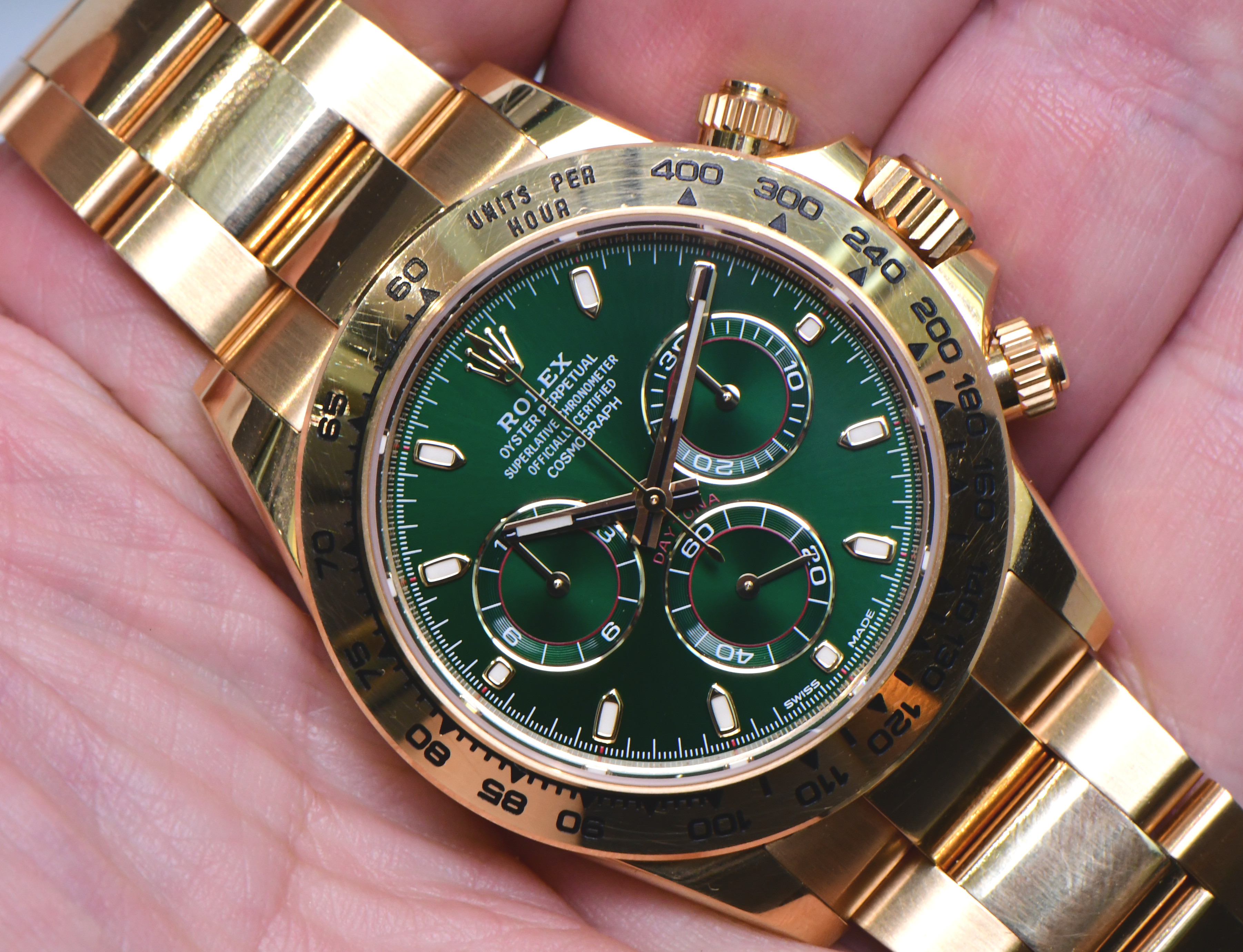 Pre-Owned Rolex Daytona Yellow Gold - John Mayer   on Oyster Bracelet with Green  Dial