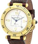 Pasha 38mm in Yellow Gold on Brown Crocodile Leather Strap with Silver Dial