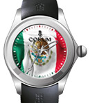 Bubble Mexico 47mm in Steel on Black Rubber Strap with Mexico Flag Dial
