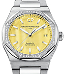 Laureato 38mm in Steel Automatic with Diamonds Bezel on Stainless Steel Bracelet with Yellow Dial