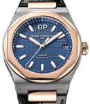 Laureato 38mm Automatic in Titanium with Rose Gold Bezel on Strap with Blue Hobnail Guilloche Texture Dial