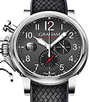 Chronofighter Grand Vintage 47mm in Stainless Steel On Black Rubber Mesh Pattern Strap with Black Dial