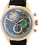 El Primero Tourbillon Chronograph in Rose Gold - Limited Edition of 5 pcs. ONLY! on Black Alligator Strap with Grey/Brown Dial with Green Accents