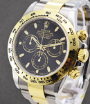 Daytona 40mm in Steel with Yellow Gold Bezel on Oyster Bracelet with Black Stick Dial