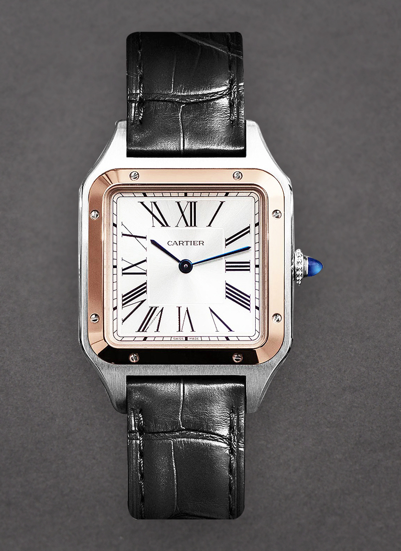 Cartier Santos Dumont in Steel with Rose Gold Bezel