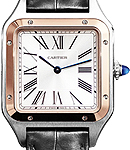 Santos Dumont in Steel with Rose Gold Bezel on Black Crocodile Leather Strap with Silver Dial
