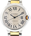 Ballon Bleu Two-Tone 36mm in Steel on Steel and Yellow Gold Bracelet with Silver Roman Dial