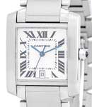 Tank francaise Small Quartz in Steel On Steel Bracelet with White Roman Dial
