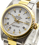 Datejust 31mm in Steel and Yellow Gold Fluted Bezel on Oyster Bracelet with White Roman Dial