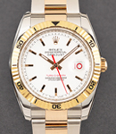 Datejust 36mm in Steel with Rose Gold Turn-o-graph Bezel on Oyster Bracelet with White Stick Dial