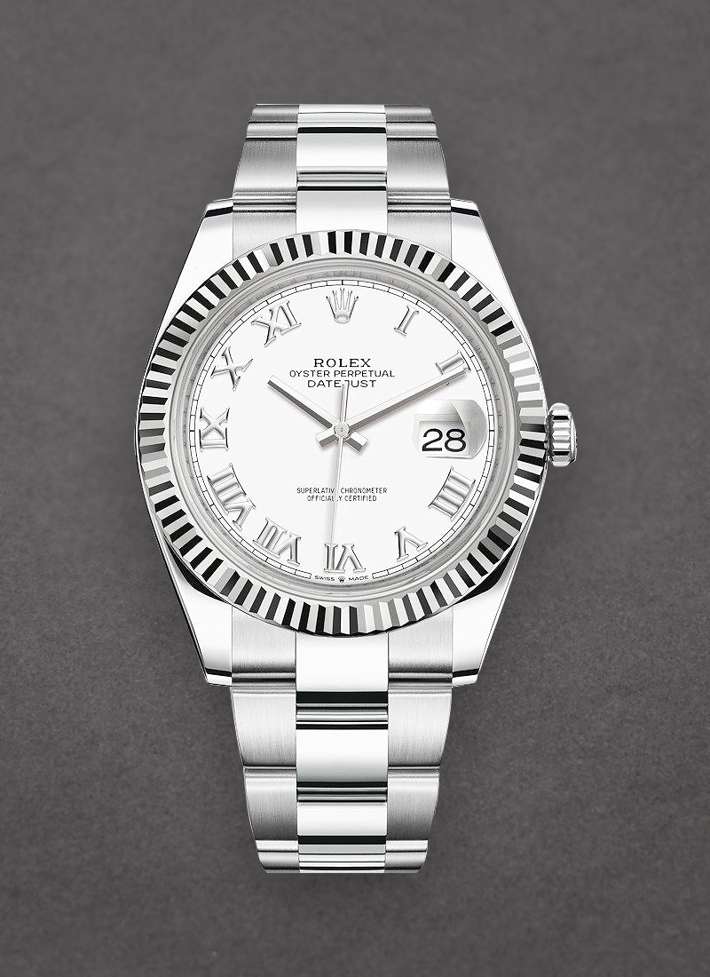 Rolex Unworn Datejust 41mm in Steel and White Gold Fluted Bezel