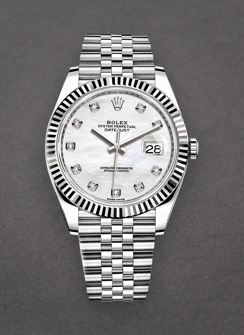 Pre-Owned Rolex Datejust II 41mm in Steel with White Gold Fluted Bezel