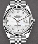 Datejust II 41mm in Steel with White Gold Fluted Bezel on Jubilee Bracelet with MOP Diamond Dial