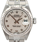 Lady's Datejust in Steel with White Gold Fluted Bezel on Bracelet with Ivory Jubilee Arabic Dial