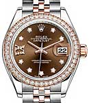 Datejust 28mm in Steel with Rose Gold Diamond Bezel on Jubilee Bracelet with Chocolate Diamond Dial