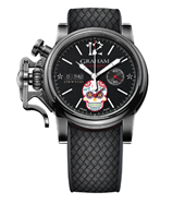 Chronofighter Vintage Calavera Skull LTD On Black Rubber Strap with Black Dial- Limited Edition of 25 Pieces.