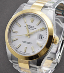 Datejust 41mm in Steel with Yellow Gold Smooth Bezel On Oyster Bracelet with White Stick Dial