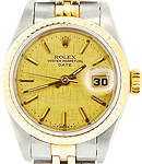 Lady's Datejust 26mm in Steel with Yellow Gold Fluted Bezel on Jubilee Bracelet with Champagne Linen Stick Dial