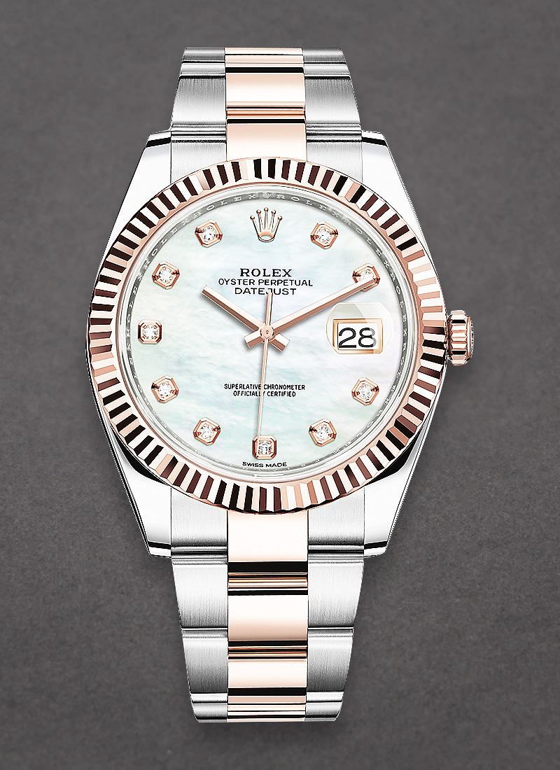 Pre-Owned Rolex Datejust 41mm in Steel with Rose Gold Fluted Bezel   