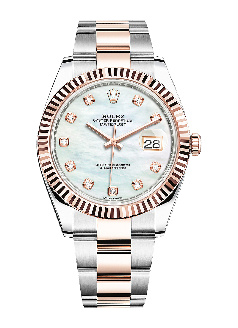 Pre-Owned Rolex Datejust 41mm in Steel with Rose Gold Fluted Bezel   