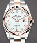 Datejust 41mm in Steel with Rose Gold Fluted Bezel    on Bracelet with White MOP Diamond Dial