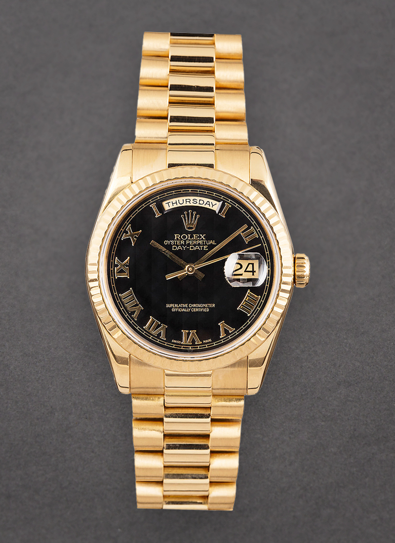 Pre-Owned Rolex Day Date President 36mm in Yellow Gold with Fluted Bezel