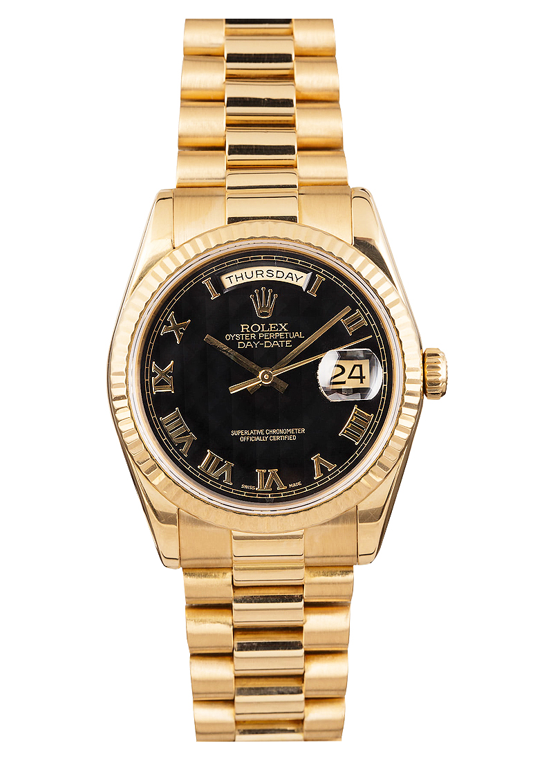 Pre-Owned Rolex Day Date President 36mm in Yellow Gold with Fluted Bezel