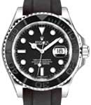 Yachtmaster 42mm in White Gold with Black Bezel on Black Oysterflex Rubber Strap with Black Dial
