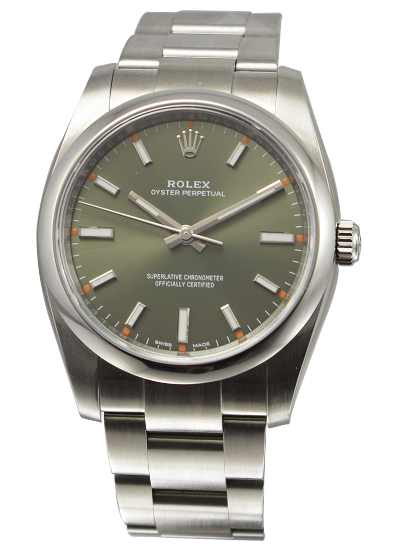 114200_used_green_stick Rolex Oyster Perpetual No Date 34mm / Steel ...