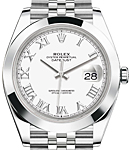 Datejust 41mm in Steel with Smooth Bezel on Jubilee Bracelet with White Roman Dial