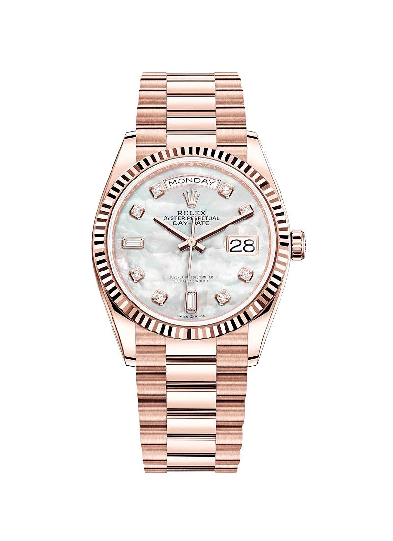 Rolex Unworn President Day-Date 36mm in Rose Gold with Fluted Bezel